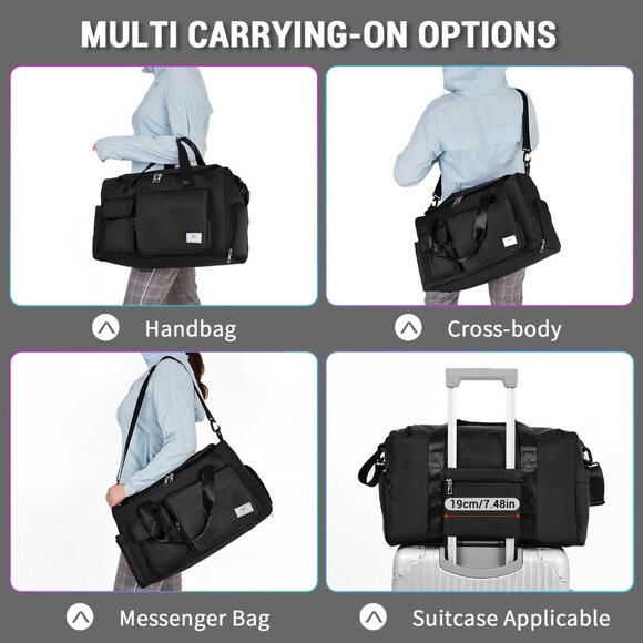 Women's Gym Duffle Bag with Shoes Compartment, 37L Capacity, Ideal for Travel, G - Picture 6 of 7